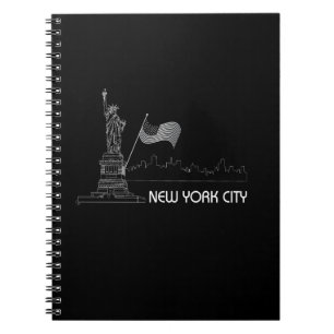 Caderno Espiral New York - Statue of Liberty USA Flag