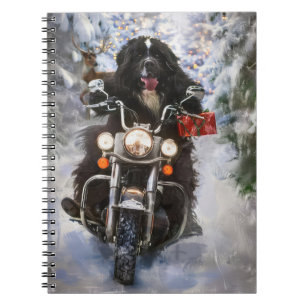 Caderno Espiral Newland Dog Riding Motorcycle Christmas