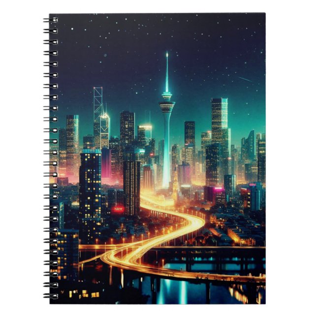 Caderno Espiral Night Cityscape Notebook (Frente)