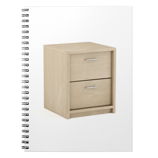 Caderno Espiral Nightstand de madeira com duas gavetas (Frente)
