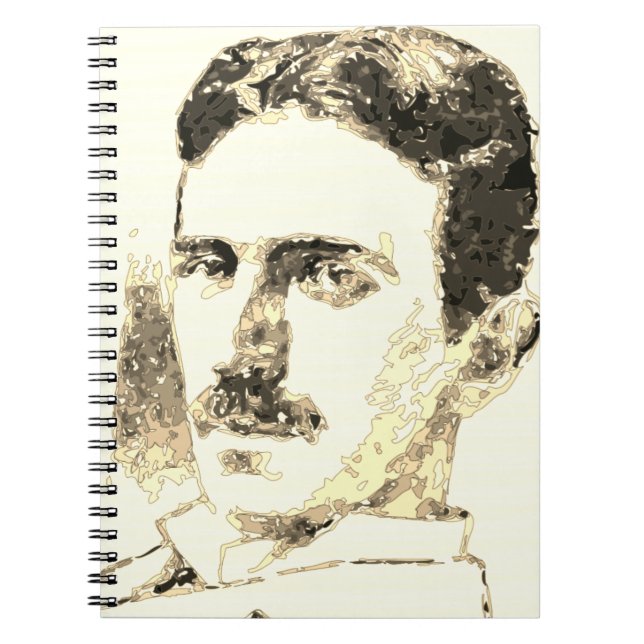Caderno Espiral Nikola Tesla Desenho Em Sepia (Frente)