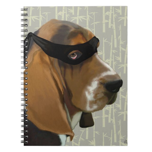 Caderno Espiral Ninja Basset Hound Dog (Frente)