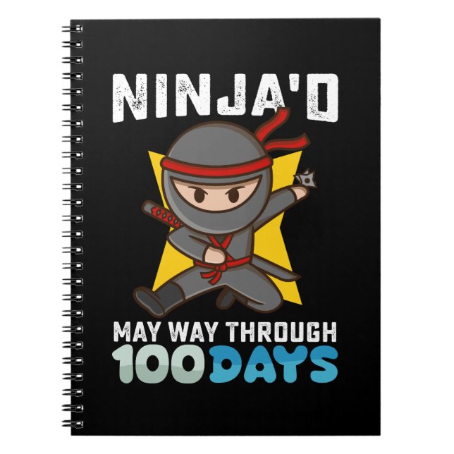 Caderno Espiral Ninja poderia passar por 100 dias de escola (Frente)