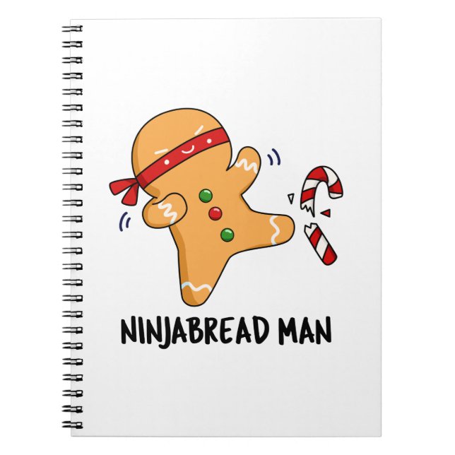 Caderno Espiral Ninjabread Man Brincadeira Engraçada de Pão de Gen (Frente)