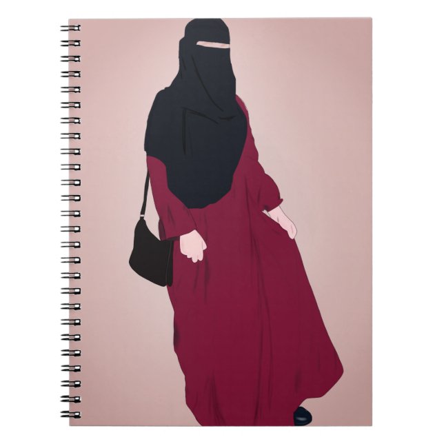 Caderno Espiral Niqab - Muçulmano - Mão Hijab desenhada - Rapariga (Frente)