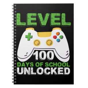 Caderno Espiral Nível 100 Dias De Escola Desbloqueado Gamer Vídeo 