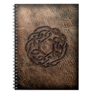 Caderno Espiral Nó celta redondo no couro