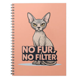 Caderno Espiral No Fur No Filter Sphynx Cat Attitude Art