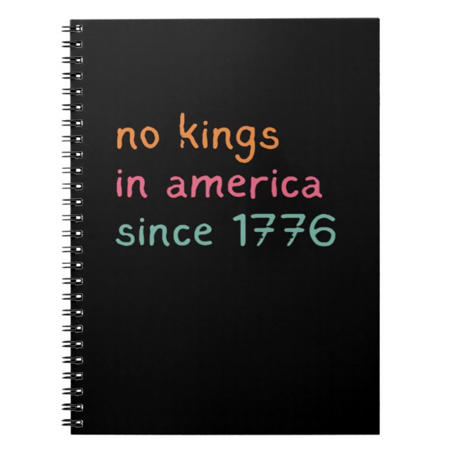 Caderno Espiral No Kings In America Since 1776 Freedom Anti Crown (Frente)