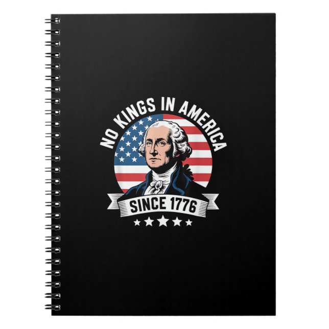 Caderno Espiral No Kings In America Since 1776 Funny Freedom Vibe (Frente)
