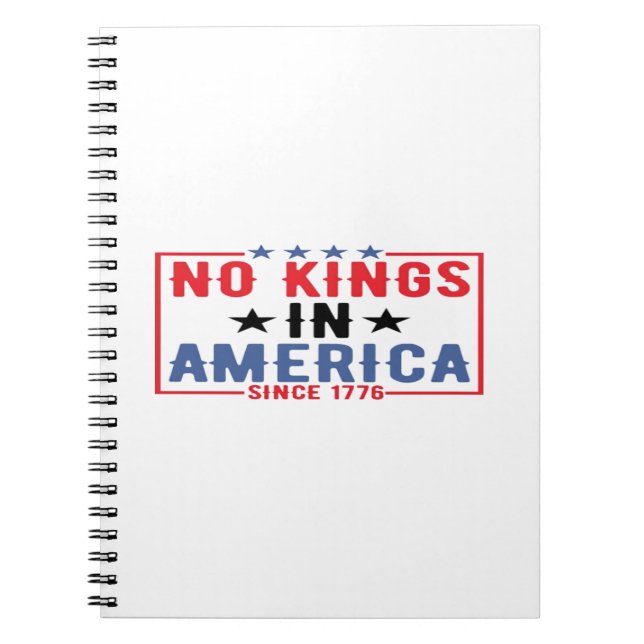 Caderno Espiral No Kings In America Since 1776 Patriotic Independe (Frente)