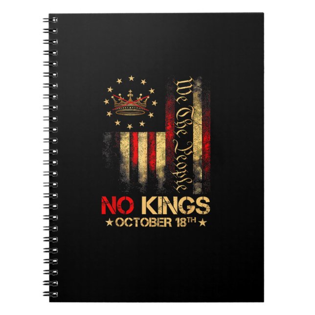 Caderno Espiral No Kings Vintage America Flag 1776 (Frente)