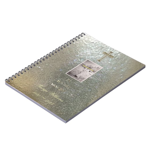 Caderno Espiral No Loving Memory Typografia Ouro Cross Photo (Left Side)