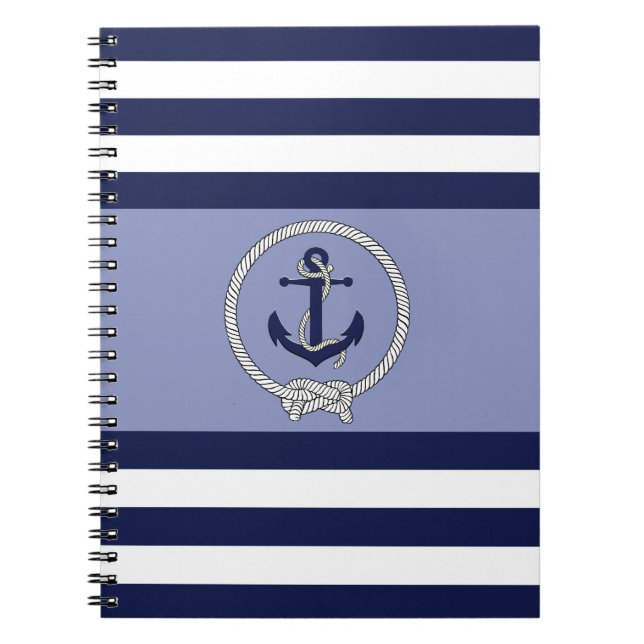 Caderno Espiral Nó/Marinho azul-náutico/Faixa azul/faixa branca (Frente)
