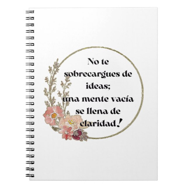 Caderno Espiral No te sobrecargues de ideas (Frente)