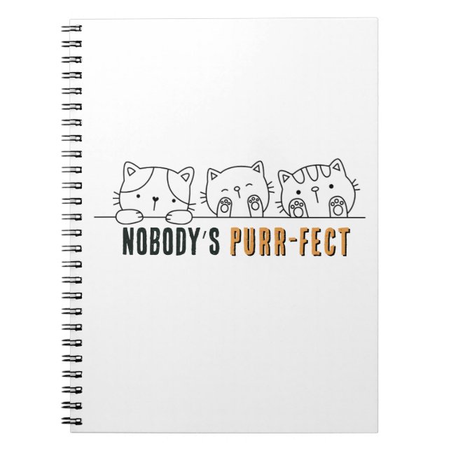 Caderno Espiral Nobody's Purr-fect Notebook (6.5" x 8.75") (Frente)
