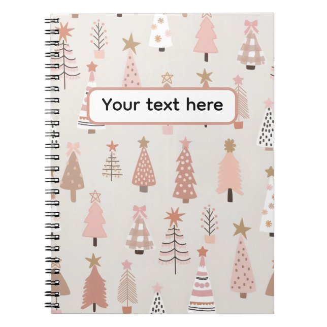 Caderno Espiral Noël Scandinave Sapins Roses (Frente)