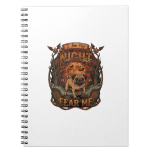 Caderno Espiral Noite Am Me Do Pug Halloween Lua_1
