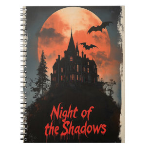 Caderno Espiral Noite das Sombras - Design da Casa Assombrada Retr