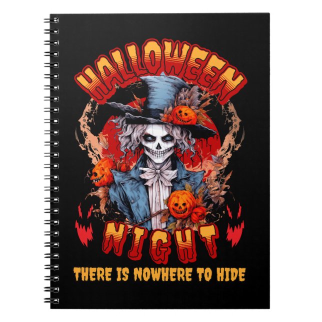 Caderno Espiral Noite De Halloween Não Há Lugar Para Esconder (Frente)