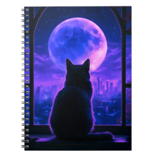 Caderno Espiral Noite de Luar com Gato Preto