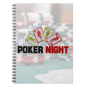 Caderno Espiral Noite de pôquer com placas de jogar e pôquer