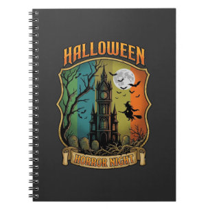 Caderno Espiral Noite de Terror do Halloween Casa Assombrada Bruxa
