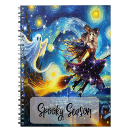 Caderno Espiral Noite Estrelada Bruxaria Design de Halloween