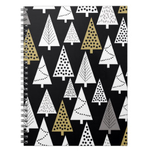Caderno Espiral Noites de inverno: Árvores de Prata Dourada.