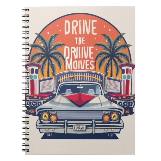 Caderno Espiral Noites de tela prateada: Filmes com drive-in retrô (Frente)