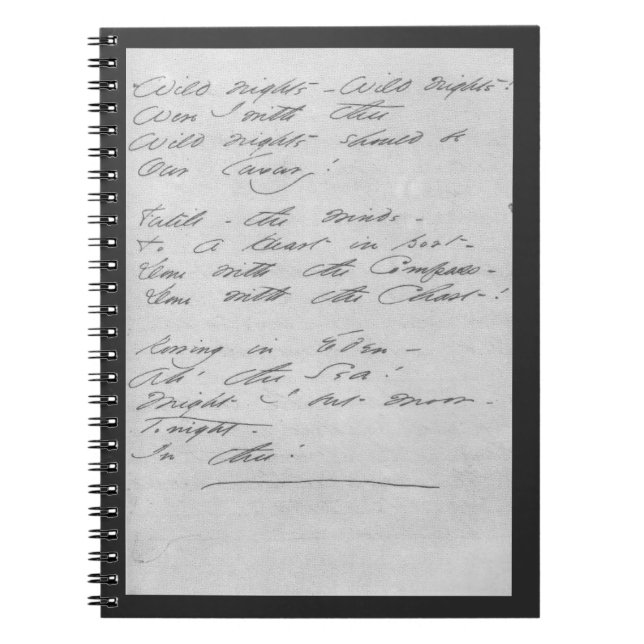 Caderno Espiral Noites selvagens, manuscrito de noites selvagens (Frente)