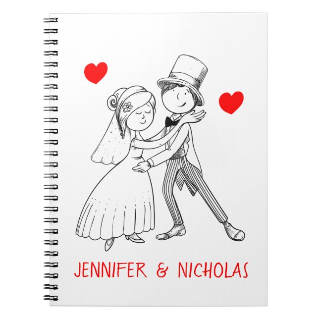 Caderno Espiral Noiva Bonita Noiva Vermelha Branca Cartoon Bridal (Frente)