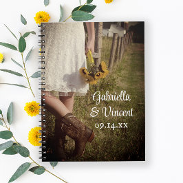 Caderno Espiral Noiva, Boots do Cowboy e Casamento do Ranch Girass