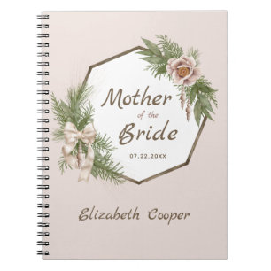 Caderno Espiral Noiva Floral Cor-de-Rosa Esbranquiçada Mãe da No