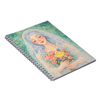 Caderno Espiral Noiva Floral Sonhadora Ilustração em Aquarela
