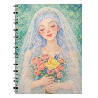 Caderno Espiral Noiva Floral Sonhadora Ilustração em Aquarela