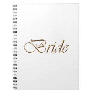 Caderno Espiral Noiva, guião dourado, elegante casamento branco c