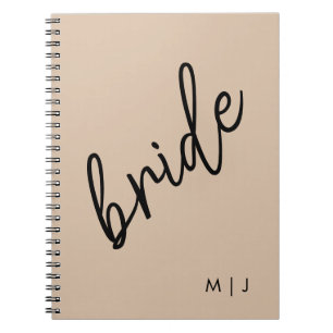 Caderno Espiral Noiva Moderna   Borige + Script Preto