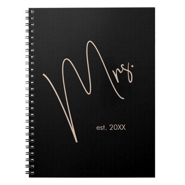 Caderno Espiral Noiva Moderna | Borige + Script Preto (Frente)