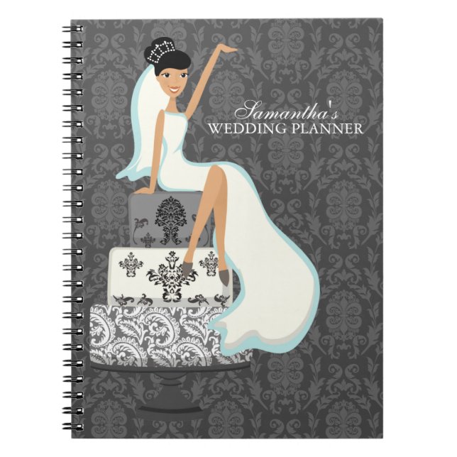 Caderno Espiral Noiva sobre Bolo de Casamento (Frente)