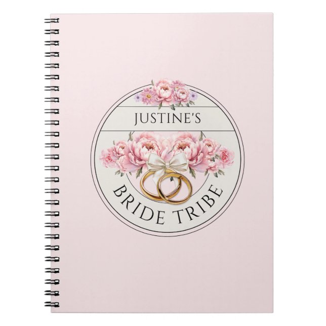 Caderno Espiral Noiva Tribo floral personalizado (Frente)