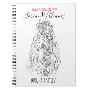Caderno Espiral Noiva Wavy Braid cabelo floral Hairstyling marca