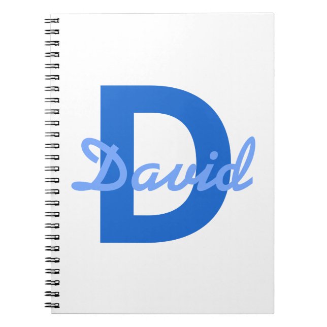 Caderno Espiral Nome Azul & Monograma (Frente)