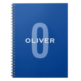 Caderno Espiral Nome Branco Azul do Monograma Personalizado