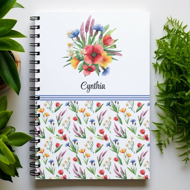 Caderno Espiral Nome, Colorful Summer Watercolor (Criador carregado)