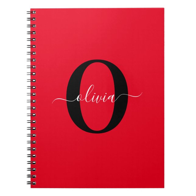 Caderno Espiral Nome com Letra Maiúscula Personalizada Vermelho Pr (Frente)