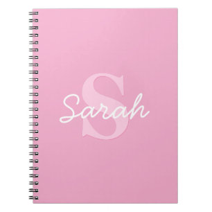 Caderno Espiral Nome Cursivo Bonito e Monograma   Rosa
