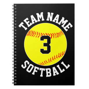 Caderno Espiral Nome da equipe de softball e número do jogador Es
