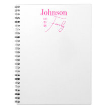Nome da Família Personalizado Rosa Quente e Branco