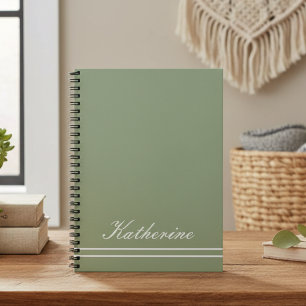 Caderno Espiral Nome da Fonte Minimalista Verde Eucalipto